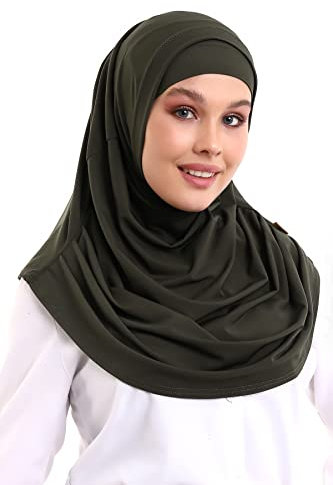 ihvan online, muslimischer Hijab für Frauen, bereit zu tragen, weich, leicht und komfortabeles Kopftuch, Halsbandana Langes Schals, Farbe: Khaki