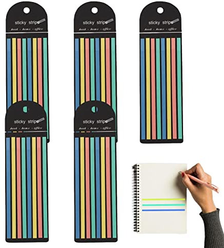 Haftnotizen Tabs, 5 Stück Highlighter Strips Notizpapier Fluoreszierend, Kleine Fahnen Tabs Seite Marker Pagemarker Set, Textmarker Streifen Dünne Büromarker Streifen Für Notizblock Farbig Klar Highli