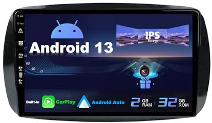 SXAUTO Android 12 IPS Autoradio Per Benz Smart 453 Fortwo (2014-2020) - 2G+32G - Senza fili Carplay & Android Auto - GRATUITI Telecamera - DAB Fast-boot Volante WiFi DSP Split-Screen - 2 Din 9 Pollici