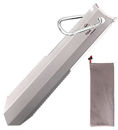 Wanderkelle mit Clip,ERYUE Titanium Garden Handgezahnte Schaufel Outdoor Camping Wandern Backpacking Kelle mit Clip