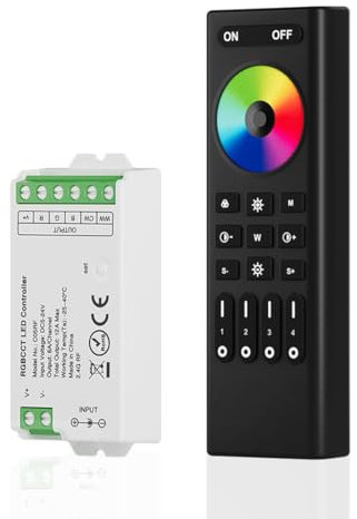 SEZO 2.4G RF RGBCCT LED Controller Kit C05RF Controller and RC03RFB 4-Zonas Wireless Remote Control Grupo Control Múltiples Modos de Color para FCOB 5630 2835 3528 5730 5050 3014 RGBCCT Tira LED DC5