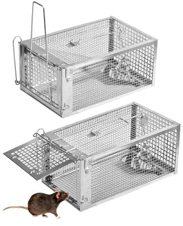 Laoye - Trampas para ratas (2 unidades, trampas para ratas, mulotadores, profesional, al aire libre, jaulas, captura, trampa para ratas, interior, reutilizable, de metal, gran tamaño