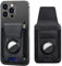 nuoku Magnetic Phone Wallet Case Leather Black for iPhone 15/14/13/12 Series | Compatible with Magsafe Wallet, for Airtag Holder, Max Fits 6 Cards, Not 13 Mini/12 Mini