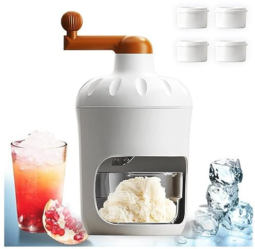 MáQuina De Hielo Raspado Manual, 4 Moldes De Cubitos De Hielo, Rallador De Hielo Hoja Engrosada,Ahorrar Esfuerzo, Rallador De Hielo, Ideal para Cocina,Bar,Viajes A La Playa