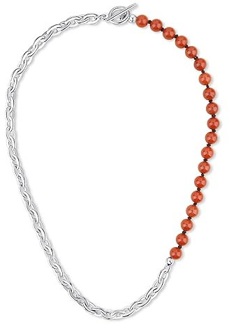 GAVU Herren Edelstahl Kabelkette Rote Jaspis Halskette für Männer 50cm