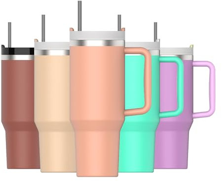 Mi Ko Mi Ka Taza Termo Café y Te para Llevar en Mano o en Coche - Taza Térmica de Acero Inoxidable con Tapa (1,2 Litros, Rosa Naranja)