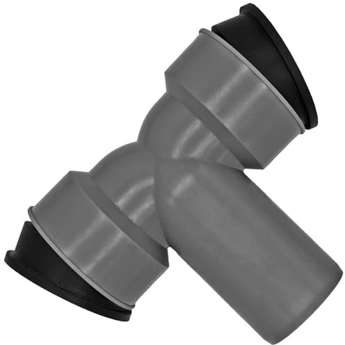 Siphon Doppel Anschluss T-Stück mit Gummimanschette Innendurchmesser 38-44mm auf Spitzende DN50 für Muffe HT Rohr Abfluss Abwasser