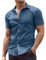 COOFANDY Men's Shirts Short Sleeve Summer Dress Shirts Formal Muscle Fit Shirt Stretch Business Casual Shirt Iron Free Button Down Work Tops Grey Blue 3XL
