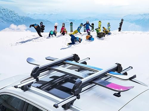 2 Stück Universal-Skiträger, Autodach, Skihalter, Skiträger, Paar Skiträger, Skiträger-Aufsatz für bis zu 4 Paar Ski