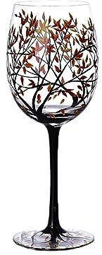 Oldmoom 15.2fl.oz Four Seasons Tree Artisan Painted Wine Glasses Decorative, Hand Painted Art Wine Glasses, Artisan Painted Glass, Unique Wine Glasses Decorative Patterned Tree