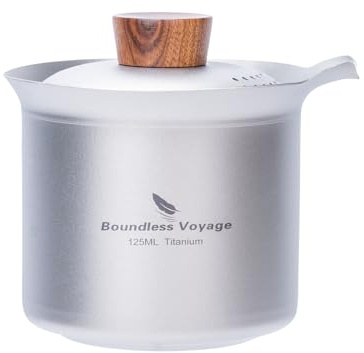 Boundless Voyage Titan-Teebereiter, Camping-Teebereiter, Outdoor-Tasse, Titan-Tassen-Set, doppellagig, leicht, tragbar, 125 ml, Ti3145D, Ti3145D+Ti3148D/UKK