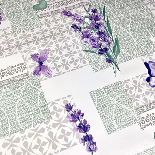 Artwelt Wachstuch Tischdecke Dekorativ Gemustert Abwaschbar Wachstuchtischdecke Knitterfrei Tischtuch Folio Ideal für Küche Esszimmer Garten Outdoor Partys Besondere Anlässe (200X140cm, Lavendel)