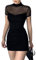 EMOTTOS Sexy Mini Mesh Dress, Soft Women's Lace Patchwork Club Bodycon Dress, Half High Neck Pullover Ruched Party Dresses(Black-M)