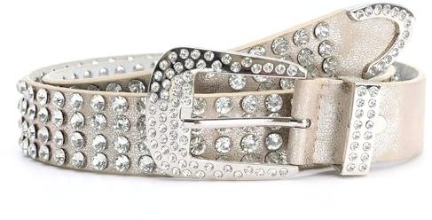 irisaa Damen Gürtel Breiter Nietengürtel mit Strass, Western Cowgirl Jeansgürtel im Vintage-Look, Damen Taillengürtel 2020:Gold, Normale Gürtel Größe 80-105:85 CM