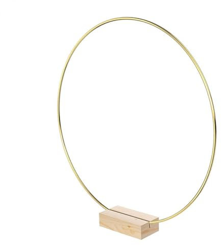 Wambere 1 Stück 30cm Metallringe,Runden Deko Ringe,Metallring mit Fuß,DIY Floral Hoop Wandbehang,Holzständer Kranz,Handwerk Floristik,Hochzeitskranz für Hochzeit Dekor,Weihnachtsbasteleien,Gold
