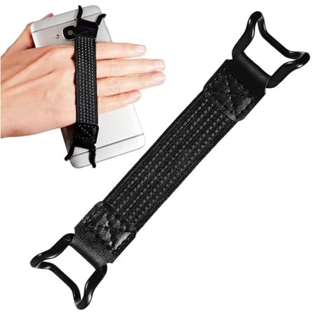 Zuasdvnk - Poignée élastique pour smartphone - Support de dragonne de téléphone - Ceinture élastique pour poignée de téléphone pour smartphones de 5,2 à 7,5 pouces - Noir