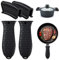 Soporte De Silicona para Mango Caliente,Silicona Cubierta De Mango De Sartén Soporte De Mango Auxiliar Non Slip Cubierta De Mango De Hierro para Olla Plancha Sartén Horno 4 Piezas Negro