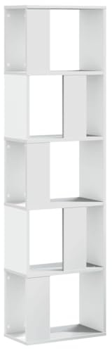 vidaXL Bücherregal 5 Böden Weiß 45x23,5x162,5 cm Holzwerkstoff