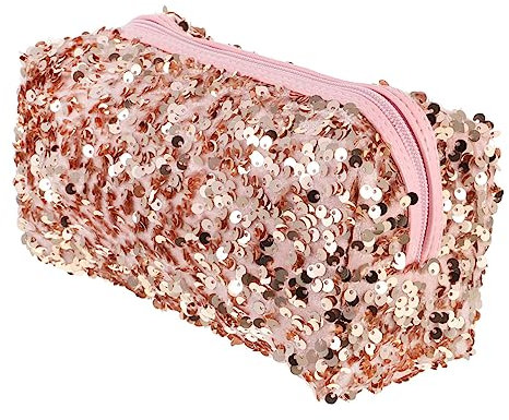 CRILSTYLEO Tragbare Kosmetiktasche Mit Pailletten-Design Große Kapazität Für Reisen Schminktasche Für Damen Glänzend Leicht Und Langlebig Reißverschluss Für Sichere Aufbewahrung