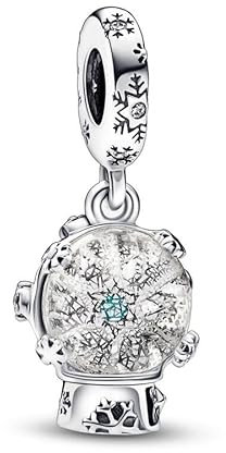 TCZNAF Schneeflocke Schneekugel Charms Weihnachten Armbände Bead Compatible für Der Große Teil Europas Armband&Halskette Christmas Schmuck für Damen