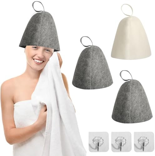 3 Gorro Sauna de Fieltro, Sombrero de Sauna Sauna Hat Anti Calor Gorra de Fieltro Accesorio de Sauna, Anti Calor Sombrero Sauna Sombrero para Sauna Gorra de Fieltro para Sauna