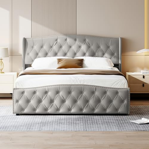 NNXHWY Gepolstertes hydraulisches Stauraumbett, Hebebett 140 x 200 cm, kleines Doppelbett, gepolstertes Bettgestell, gepolstertes Plattformbettgestell, Ottomane Stauraumbett Lattenrost Bettgestell