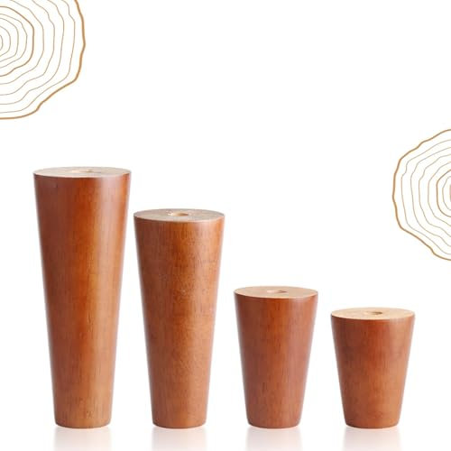 JIAJUTUI001 4 Stück Konische Tischbeine Holz Möbelfüße,Massivholz Ersatz Tischbeine mit Montageplatten Sockelfüße Tischfuß aus Eiche Möbelbeine für Sofafüße und Bett Schrank (70cm/27.6in)