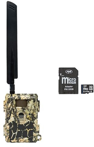 PNI Hunting 480C Pro Caméra de Chasse 24 MP avec Internet 4G GPS Carte mémoire Micro SD 32 Go avec Adaptateur SD