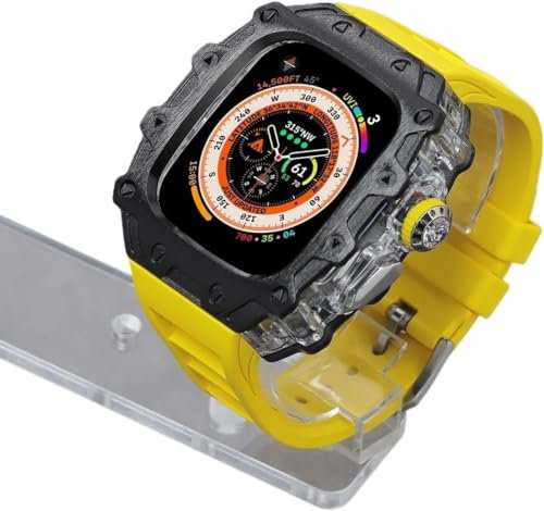 Wtukmo RM-Stil, Legierung, transparente Lünette, Mod-Kit, für Apple Watch Ultra 2 49 mm, Gummi-Uhrenarmbänder, Zubehör, Herren, Metall, PC-Uhrenabdeckung, für iWatch Ultra 2, 49 mm Watch DIY (J, für