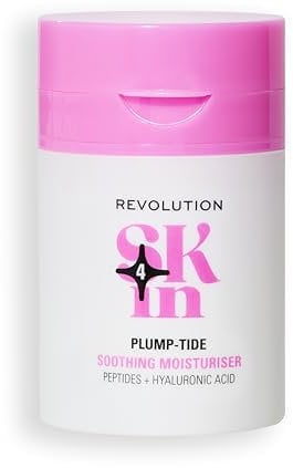 Revolution SKin, Plump-Tide Soothing Moisturiser, Beruhigende Gesichtscreme mit Peptiden und Hyaluronsäure, Vegan und Tierversuchsfrei, 50ml