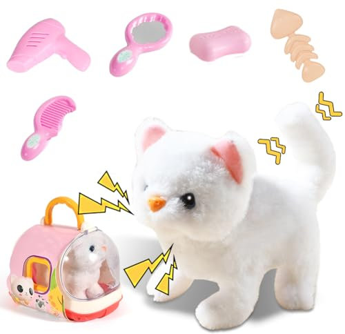 Piashow Hund Spielzeug Kinder, Spielzeug Hund der Läuft und Bellt, Elektrischer Plüsch Hund Kuscheltier Hund Interaktives Geschenke für 2 3 4 5 6 Jahre Geschenkideen (Katzen)