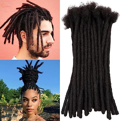 TAOYEMY dreadlock extension 12 pouces 100% cheveux humains réels boucles africaines 10 brins hommes/femmes dreadlock extension (1B, 0.6cm-12inch-10 pieces)
