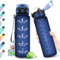 Gourde 1L, Bouteille Sport, Gourde avec Paille sans BPA, Bouteille d'eau Étanche, Gourde Motivation, Gourde Sport avec Marqueur de Temps, Gourde Réutilisable pour l'école, Sport, Bureau, Camping