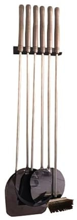 Kit Pale per Forno a Legna con Supporto da Parete, Set 6 Pale con Manici in Legno, Accessori per Pizza (Kit 6 pezzi)