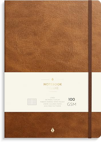 Burde Notizbuch Deluxe B5 braun: Liniert, Gummiband-Verschluß.