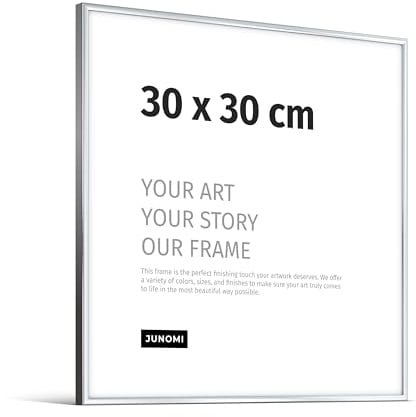 JUNOMI® Bilderrahmen 30x30 cm, Aluminium Silber glänzend, Posterrahmen