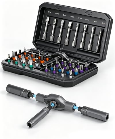 42 in 1 Ratschen Schraubendreher Set, Magnetisch S2-Stahlbits, Torx Triwing Bits, Präzisions Reparatur Werkzeug für Laptop PC Spielkonsole Smartphone Möbel Fahrrad, DIY Werkzeugset