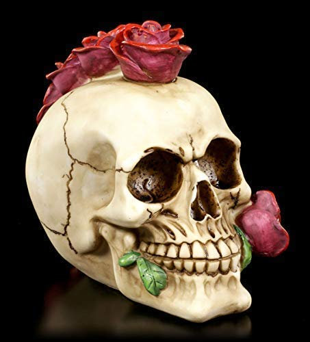 Figuren Shop GmbH Gothic Totenkopf mit Rosen-Irokese - Rosehawk | Dekoartikel, handbemalt