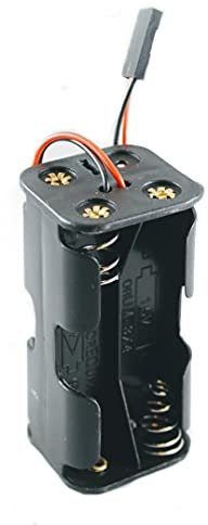 Barnabas Robotics RC 4 Cell AA Battery Holder with Futaba FUT JR Plug/3-Pin Servo Connector | 6V Battery Holder with Dupont Connector | Battery Holder for Receiver Cars Heli Planes Boats