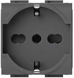 4box - Presa Elettrica Tipo P40 2P+T Compatibile con Bticino® LivingLight™. Permette di collegare una spina Schuko oppure una spina da 10 o 16A senza adattatori. Installazione facile. Colore Antracite