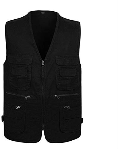 Jektotily Men's Cotton Waistcoat Jacket Multi Pocket Vest Outdoor Fishing Camping Outerwear Sleeveless Traveling Photography Hiking Gilet
