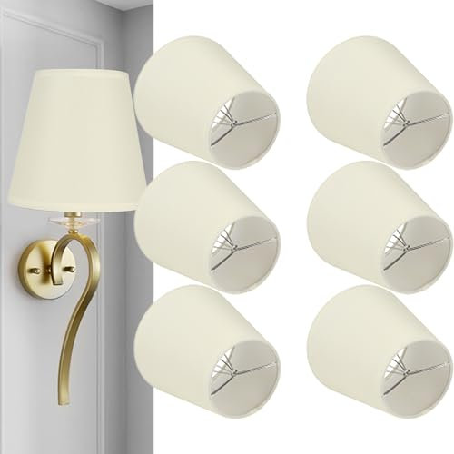 Lampenschirm, 6PCS Cremefarbener Stoff Stoff Lampenschirm Ersatz für E14 Wandleuchte Kronleuchter Home Decoration