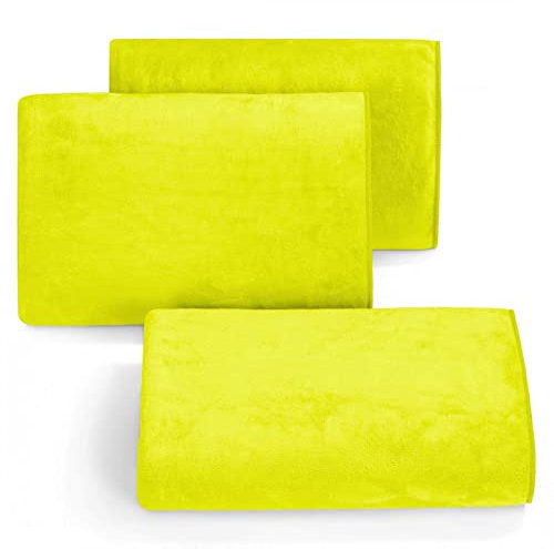 Eurofirany Handtuch Mikrofaser Schnelltrocknend Weich Schlicht Set 6-er Pack Oeko-Tex Sporthandtuch und Strandhandtuch, Limone