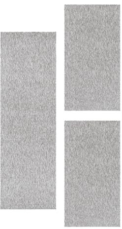 SIMPEX Bettvorleger Schlafzimmer Teppich Bettumrandung 3 Teilig Läufer Flur Küchenteppich Bettläufer Modern Einfarbiges Design Kurzflor Soft & Extra Weich Farbe: Hellgrau