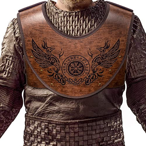 HiiFeuer Phoenix Vegvisir Brustpanzer aus PU-Leder mit Prägung, Wikinger-Krieger-Brustschutz, mittelalterliche Ritterrüstung für LARP-Cosplay-Aktivitäten (Phoenix)