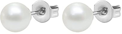 Lieson Boucle D Oreilles Titane, Boucles D'Oreilles Argent Boucle D'Oreilles en Argent Perle 6MM