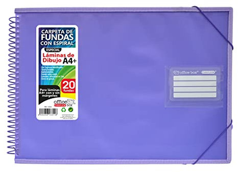 Chemise à pochettes horizontale à spirale Colorline - REF.13311MO - Format A4+ - 20 pochettes extra cristal (violet)