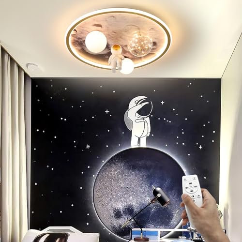 HMAKGG Kinderzimmer Lampe Decke - 68W LED Deckenlampe Kinderzimmer mit Fernbedienung Dimmbar - 3 Farbtemperaturen -Astronauten Deckenleuchte Schlafzimmer für Kinder Jungen/Mädchen, 50 CM