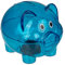 Sparschwein aus transparentem Kunststoff, klein, 10 x 8 x 8 cm, mit Deckel, leicht und robust, Blau