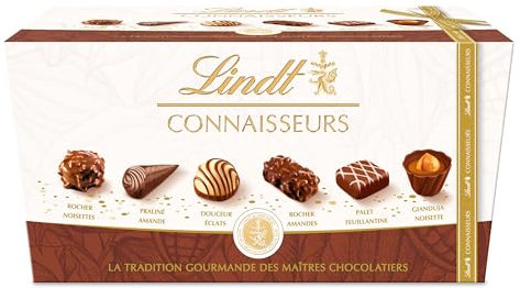 Lindt - Boîte de Chocolats CONNAISSEURS - Assortiment de Pralinés et Gianduja, 183g